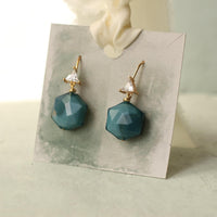 Teal Green Hexagon Earrings