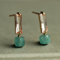 Turquoise Amazonite Cube Earrings