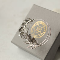 Silver Botanical Leaf Hoop Earrings