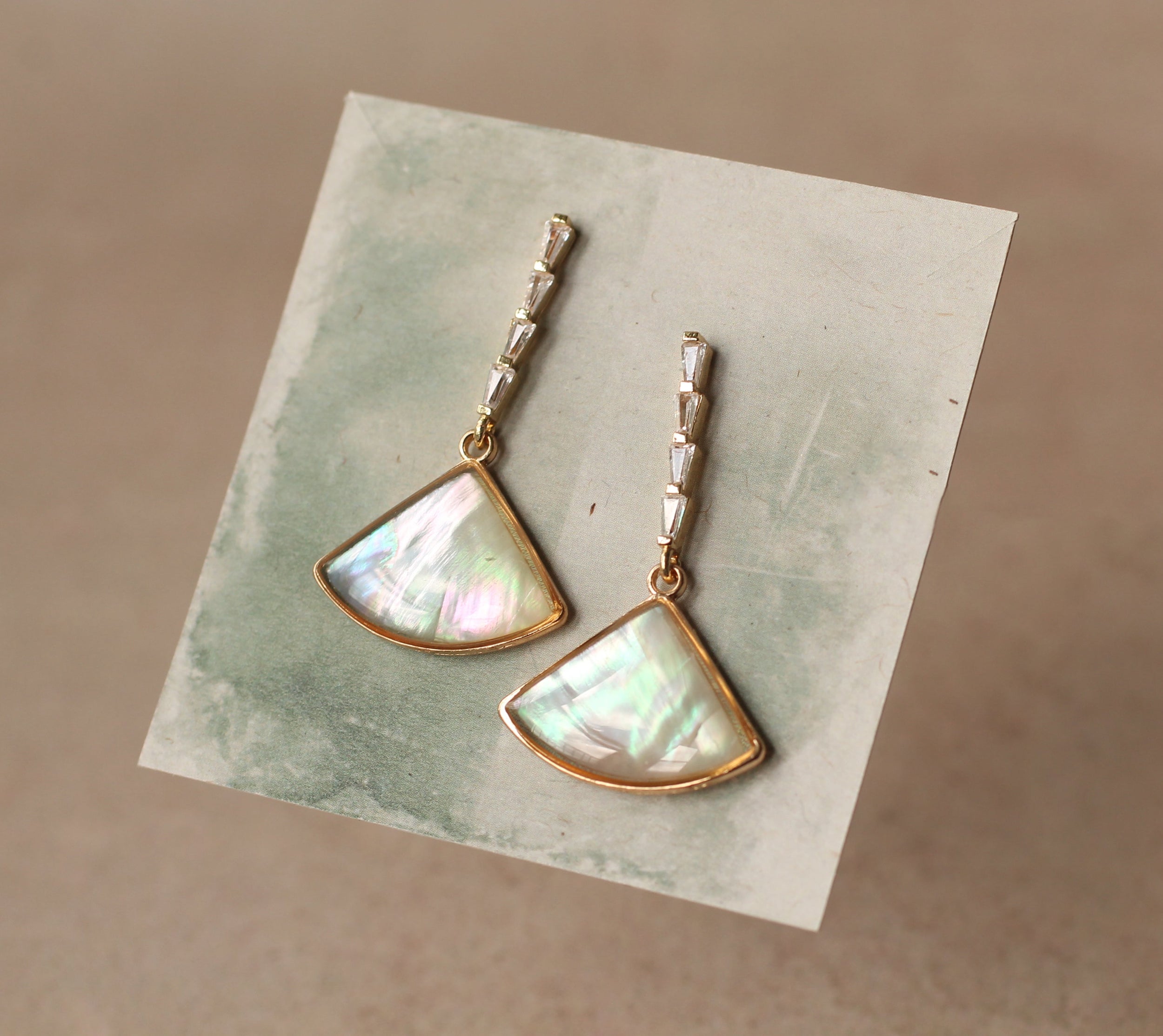 Pearl Crystal Fan Earrings