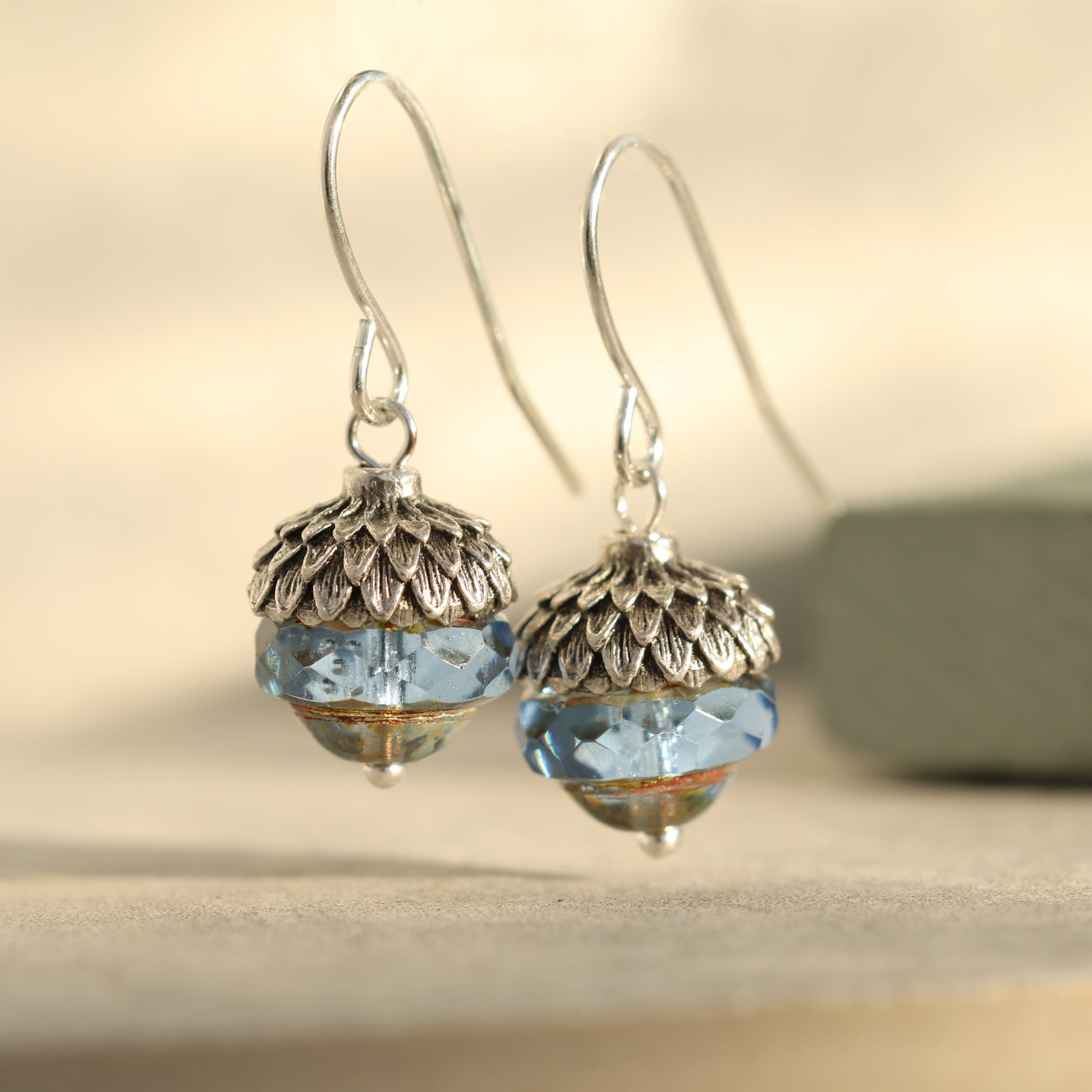 Sky Blue Acorn Earrings