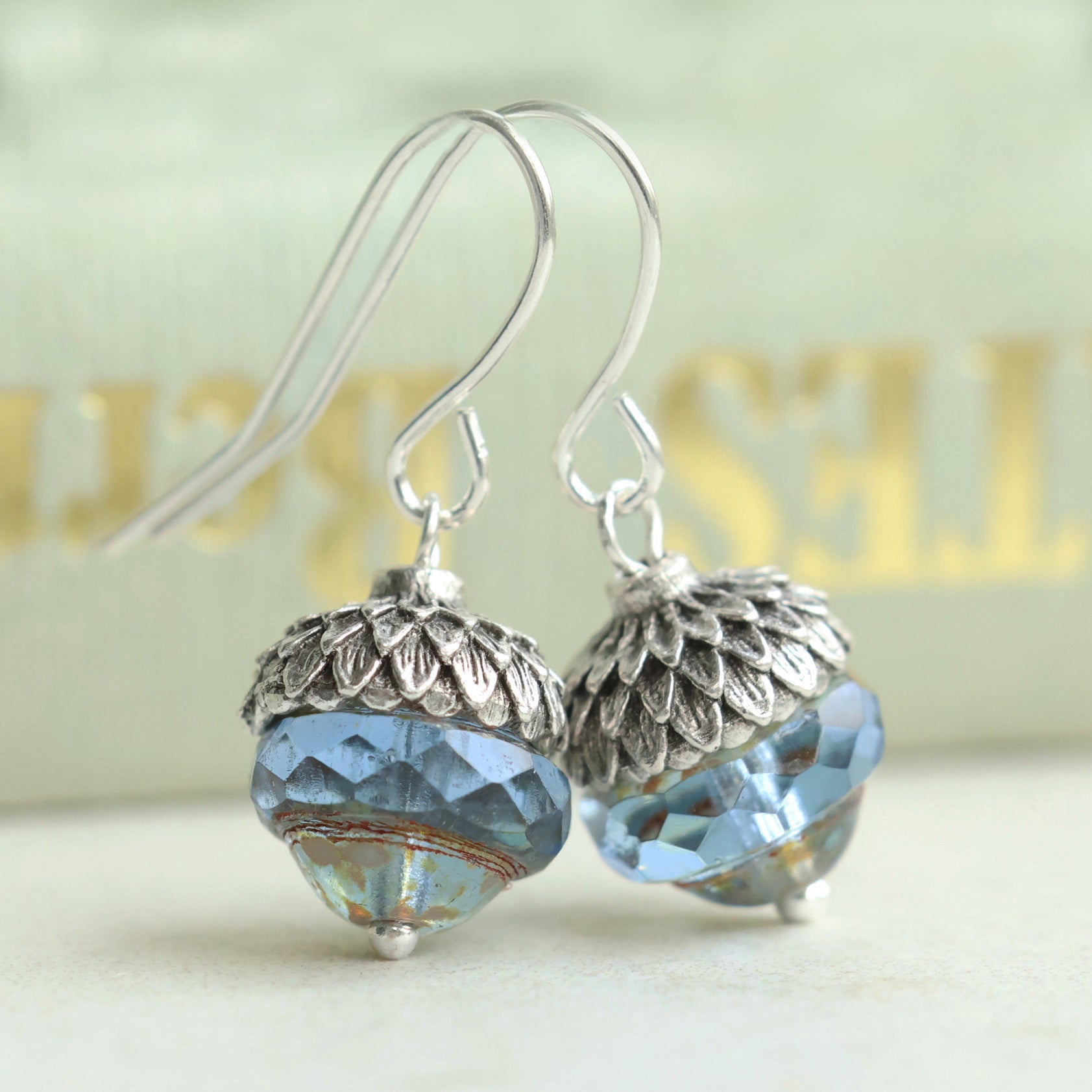 Sky Blue Acorn Earrings