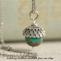 Turquoise Silver Acorn Earrings