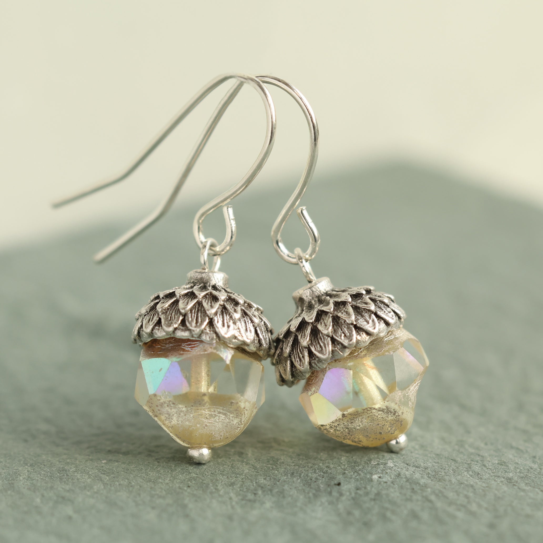 Yellow Opal Acorn Earrings