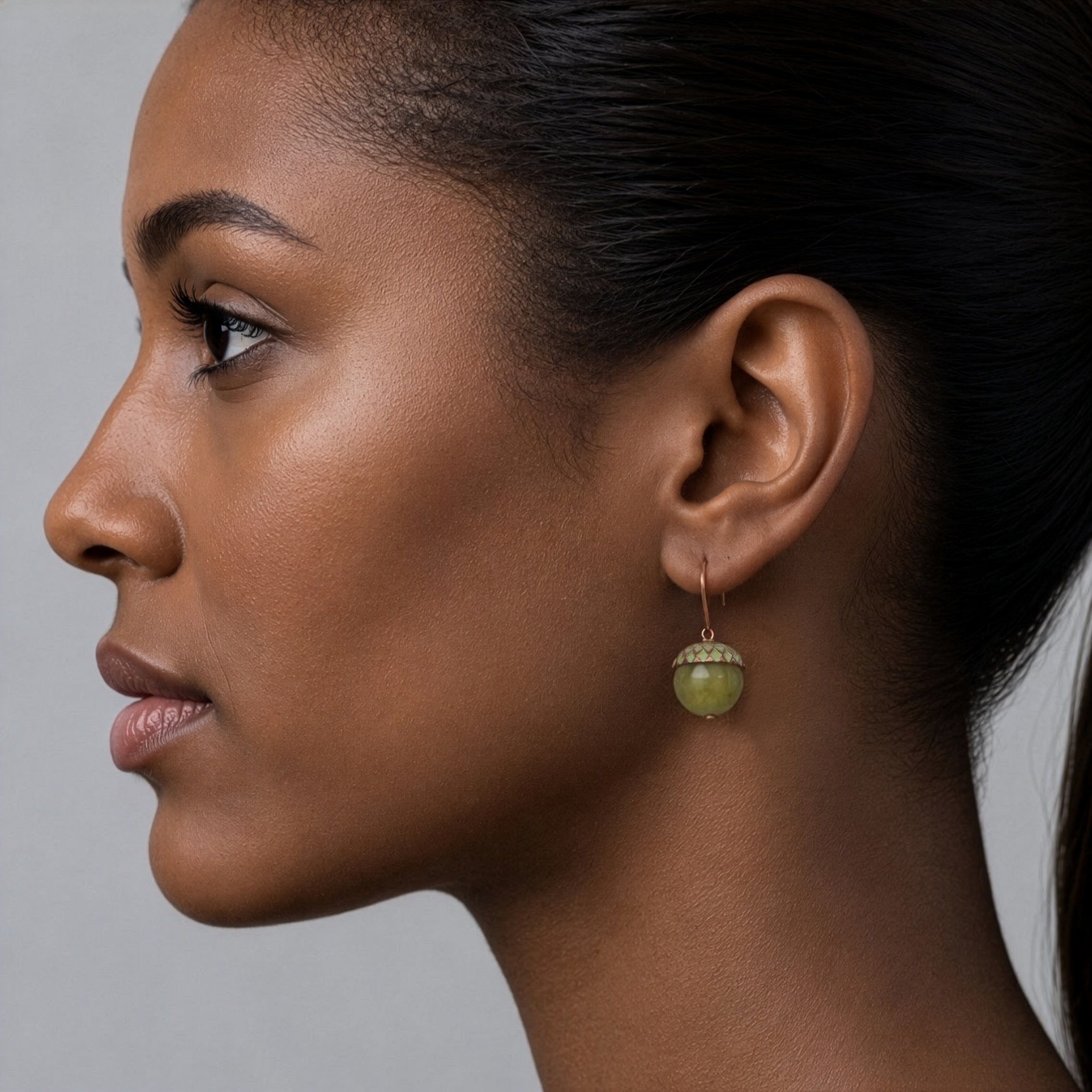 Moss Olive Green Acorn Earrings