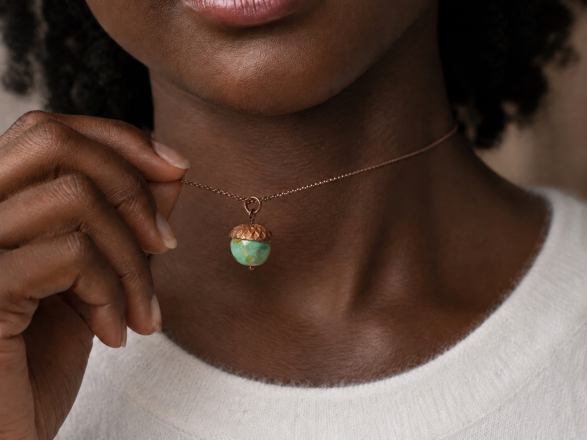 Jade Green Acorn Necklace