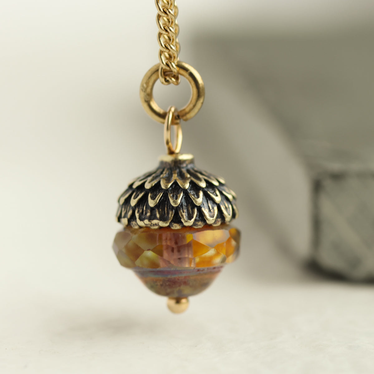 Amber Acorn Necklace