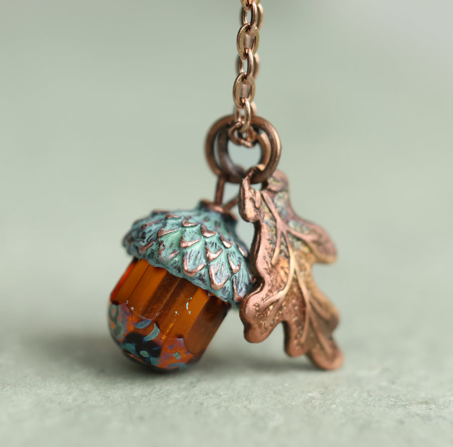Amber Acorn Necklace