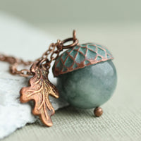 Storm Jade Gemstone Acorn Necklace