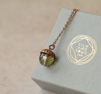 Speckled Green Acorn Necklace