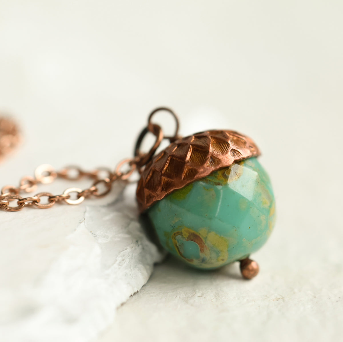 Jade Green Acorn Necklace