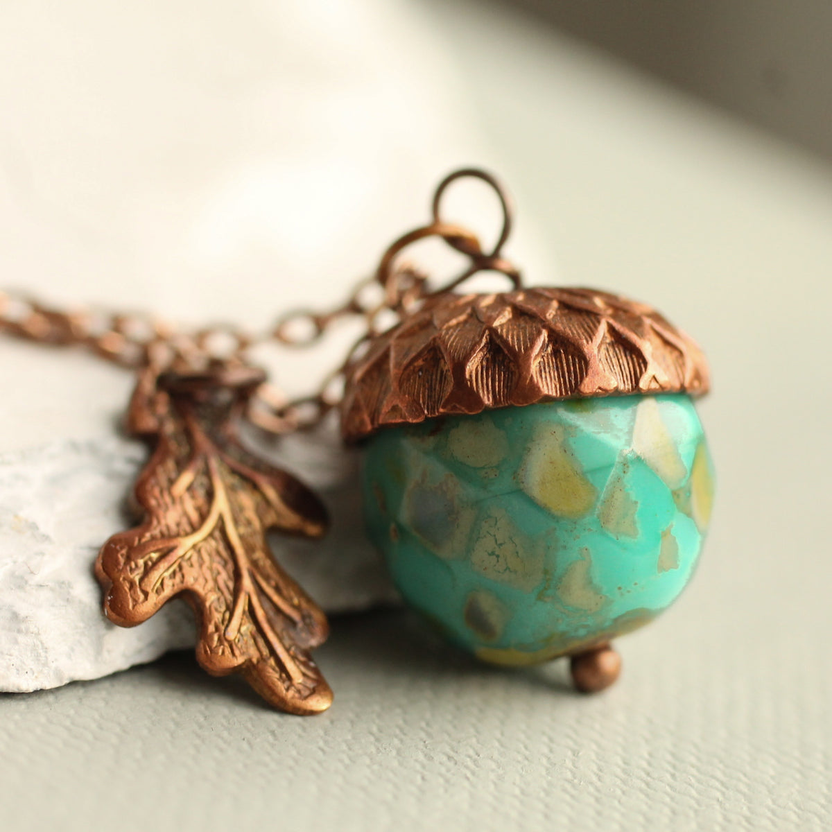 Jade Green Acorn Necklace