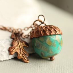 Jade Green Acorn Necklace
