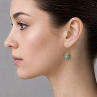 Gold Blue Gemstone Acorn Earrings