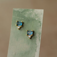 Aquamarine Turquoise Pyramid Stud Earrings