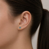 Aquamarine Turquoise Pyramid Stud Earrings