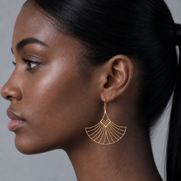 Art Deco Aztec Statement Fan Earrings