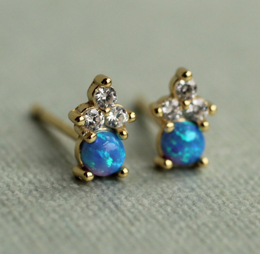 Blue Opal Stud Earrings