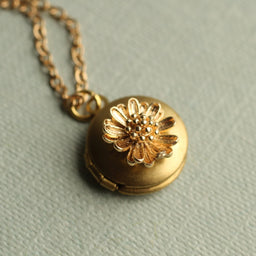 Gold Daisy Flower Tiny Locket