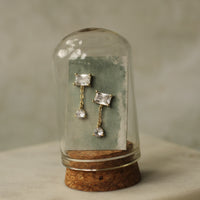 Baguette Rectangle Dangle Stud Earrings