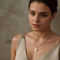 Gold Brass Banner Book Locket Necklace