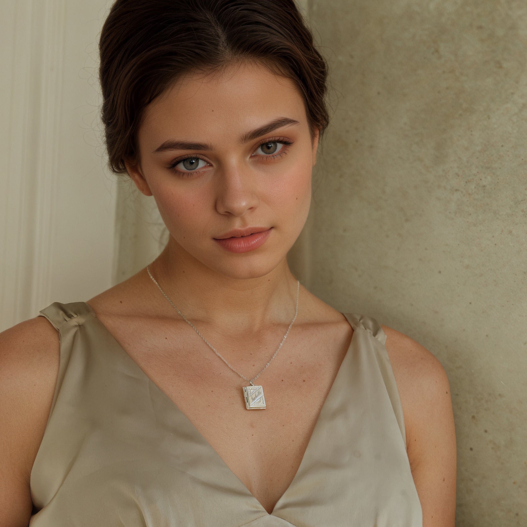 Silver Banner Book Locket Necklace