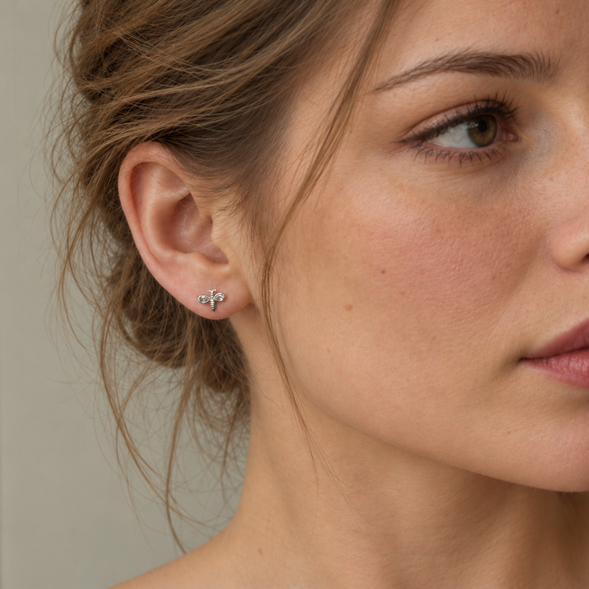 Silver Bee Stud Earrings
