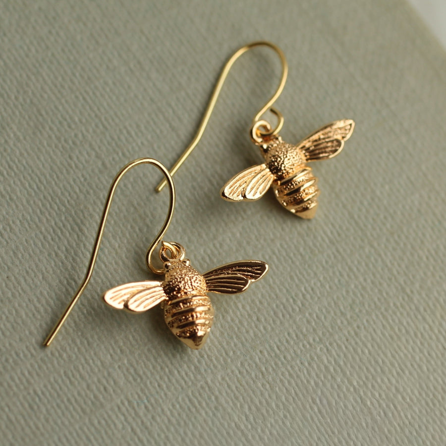 Gold Bee Earrings