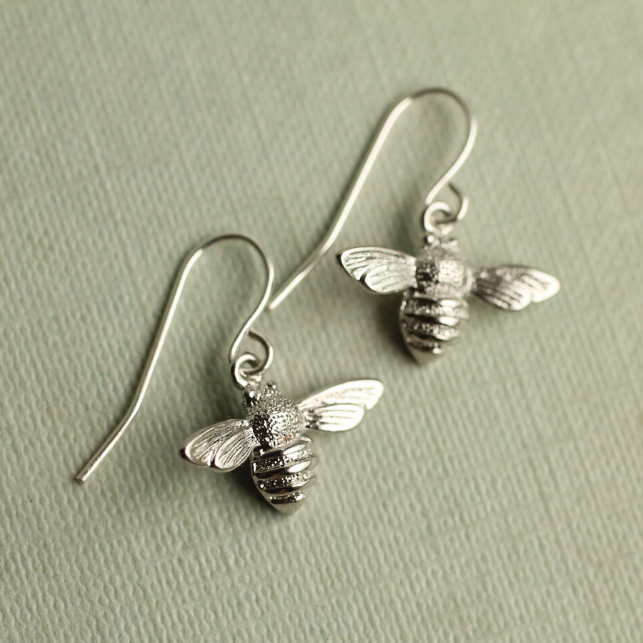 Silver Bee Earrings