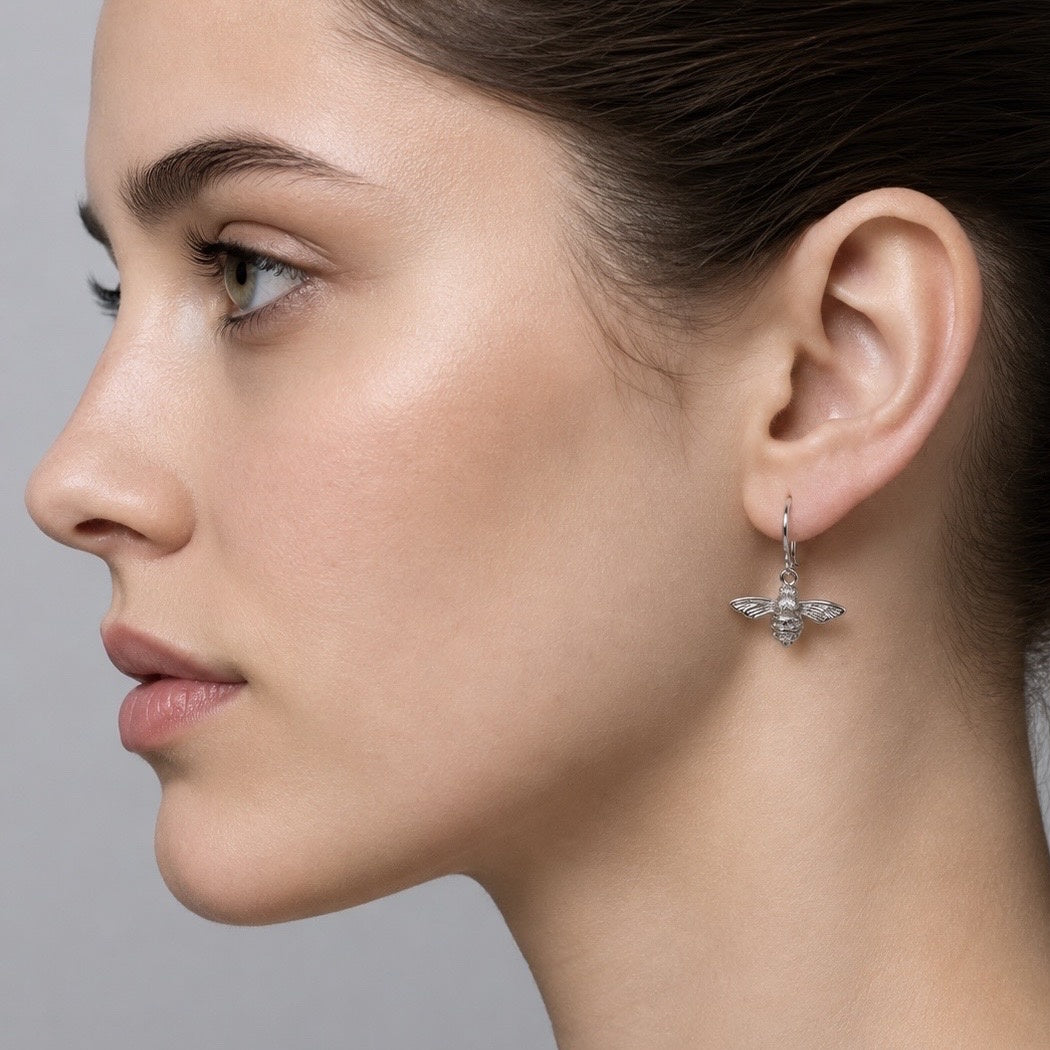 Silver Bee Earrings