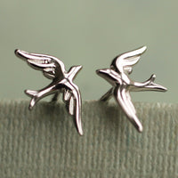 Sterling Silver Swallow Bird Stud Earrings