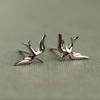 Sterling Silver Swallow Bird Stud Earrings