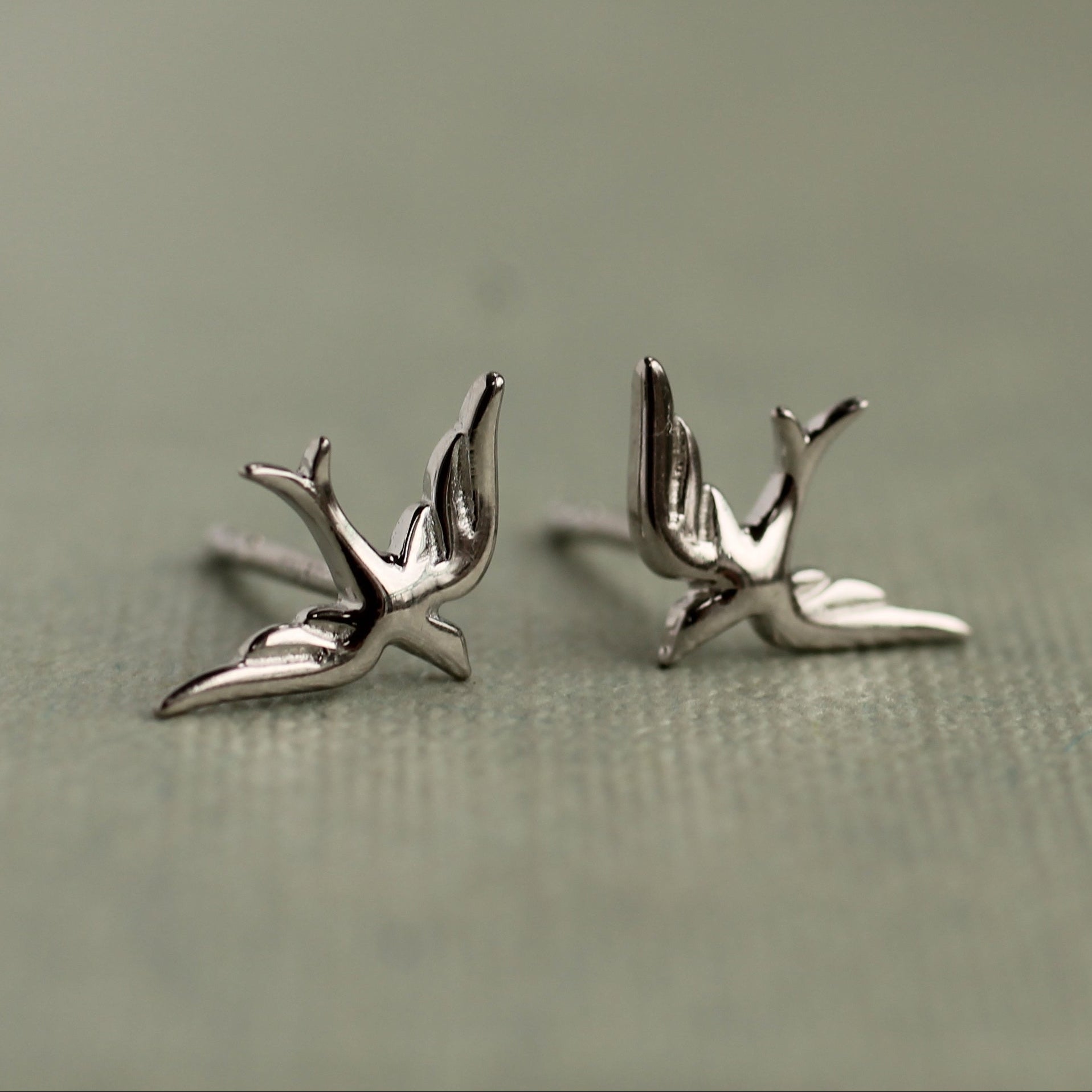 Sterling Silver Swallow Bird Stud Earrings