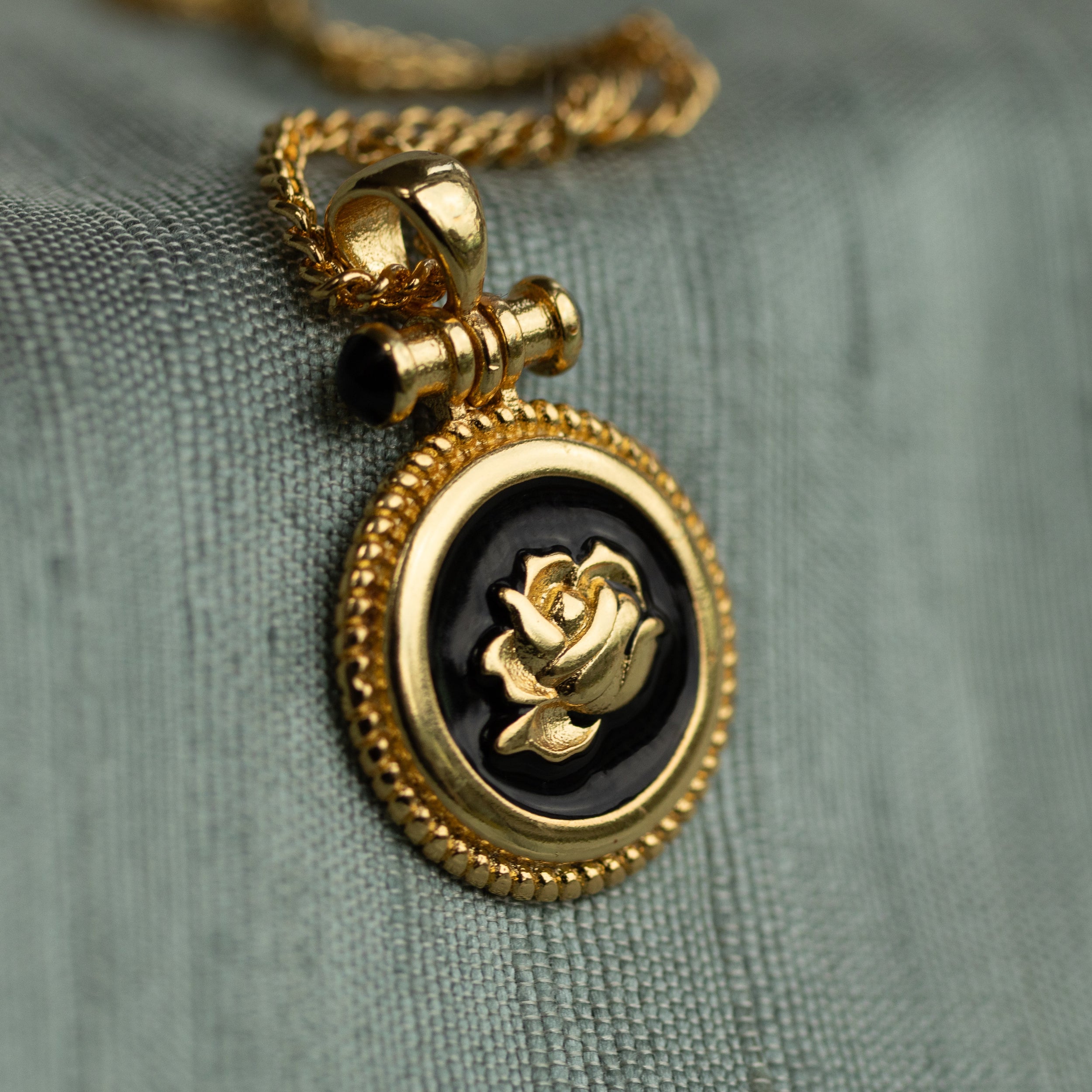 Black Rose Medallion Necklace
