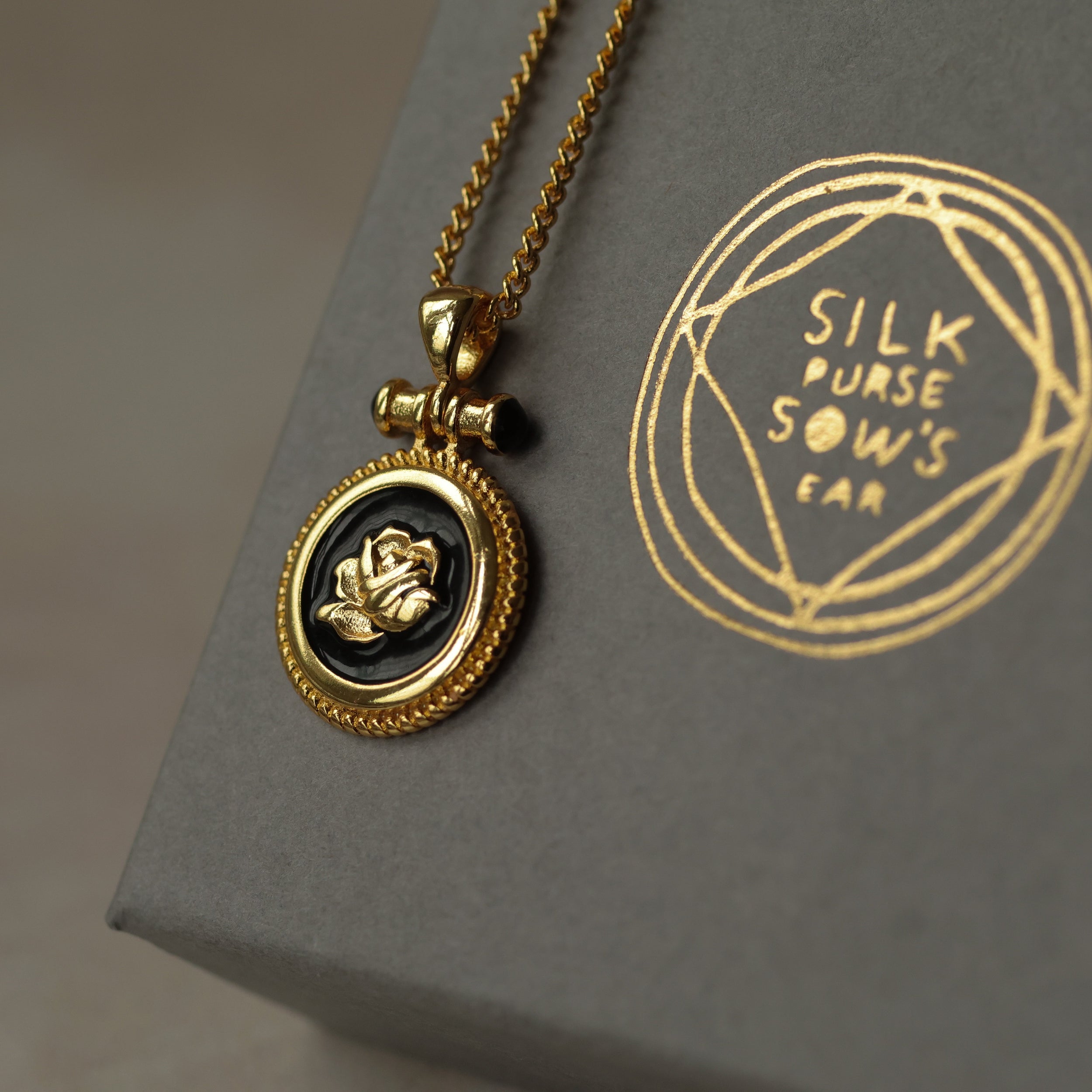 Black Rose Medallion Necklace