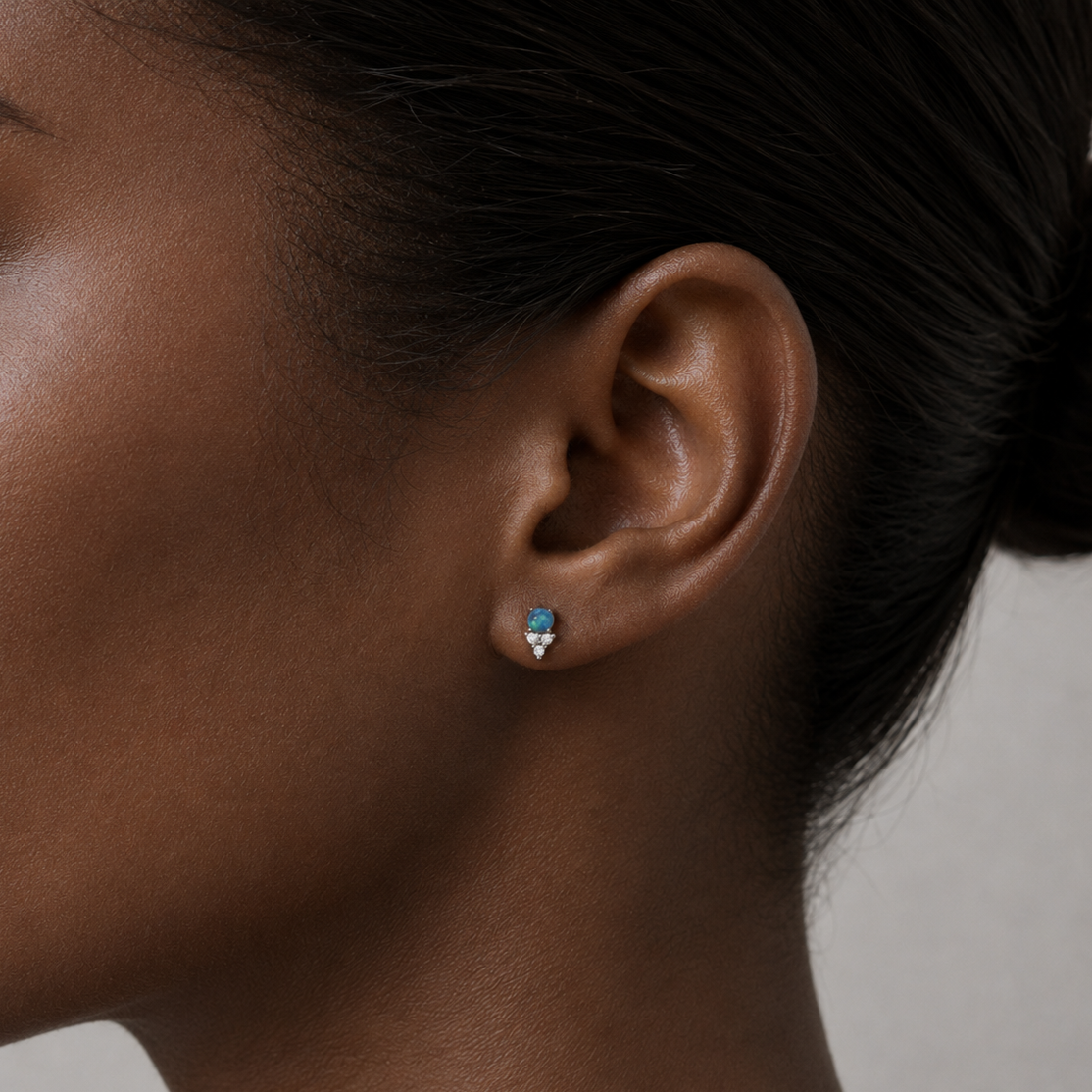 Blue Opal Stud Earrings