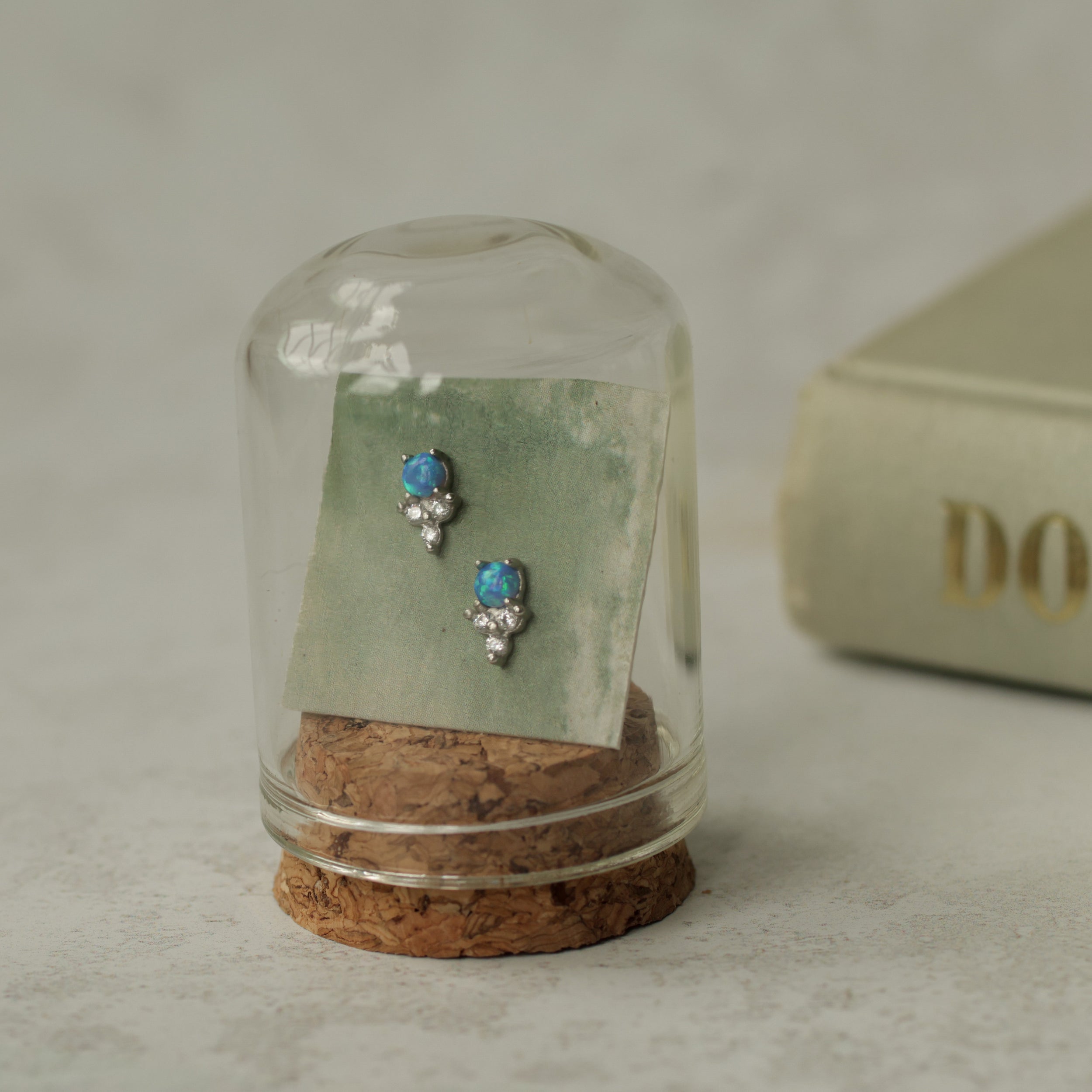 Blue Opal Stud Earrings