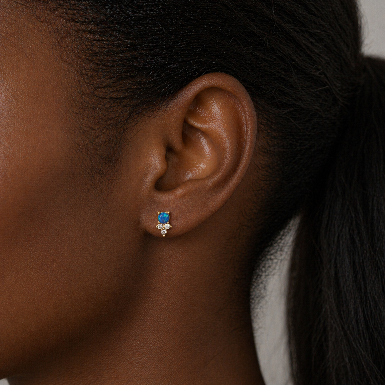 Blue Opal Stud Earrings