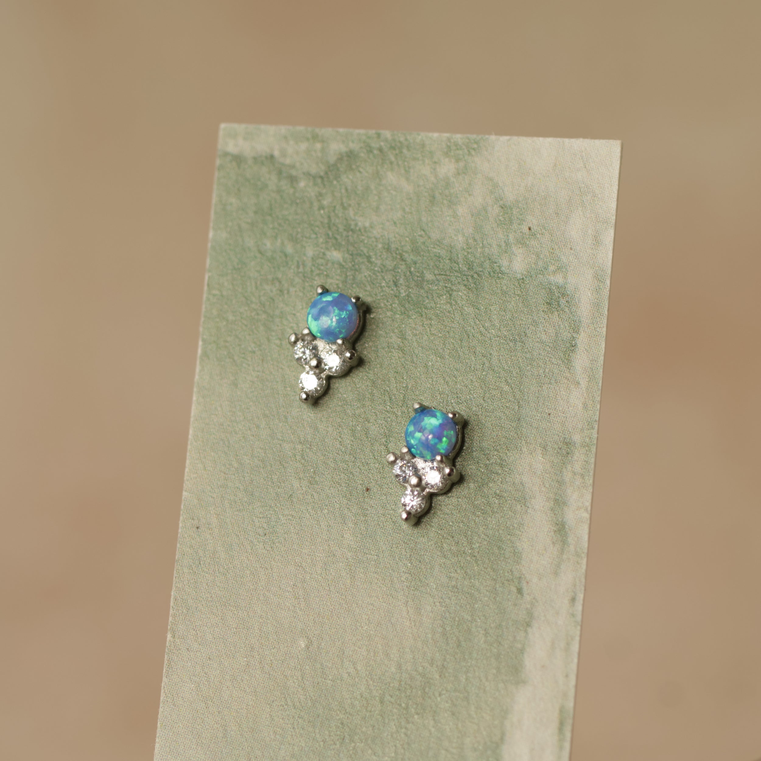 Blue Opal Stud Earrings