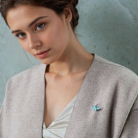 Blue Swallow Bird Brooch