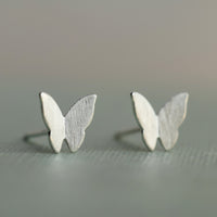 Sterling Silver Butterfly Silhouette Stud Earrings