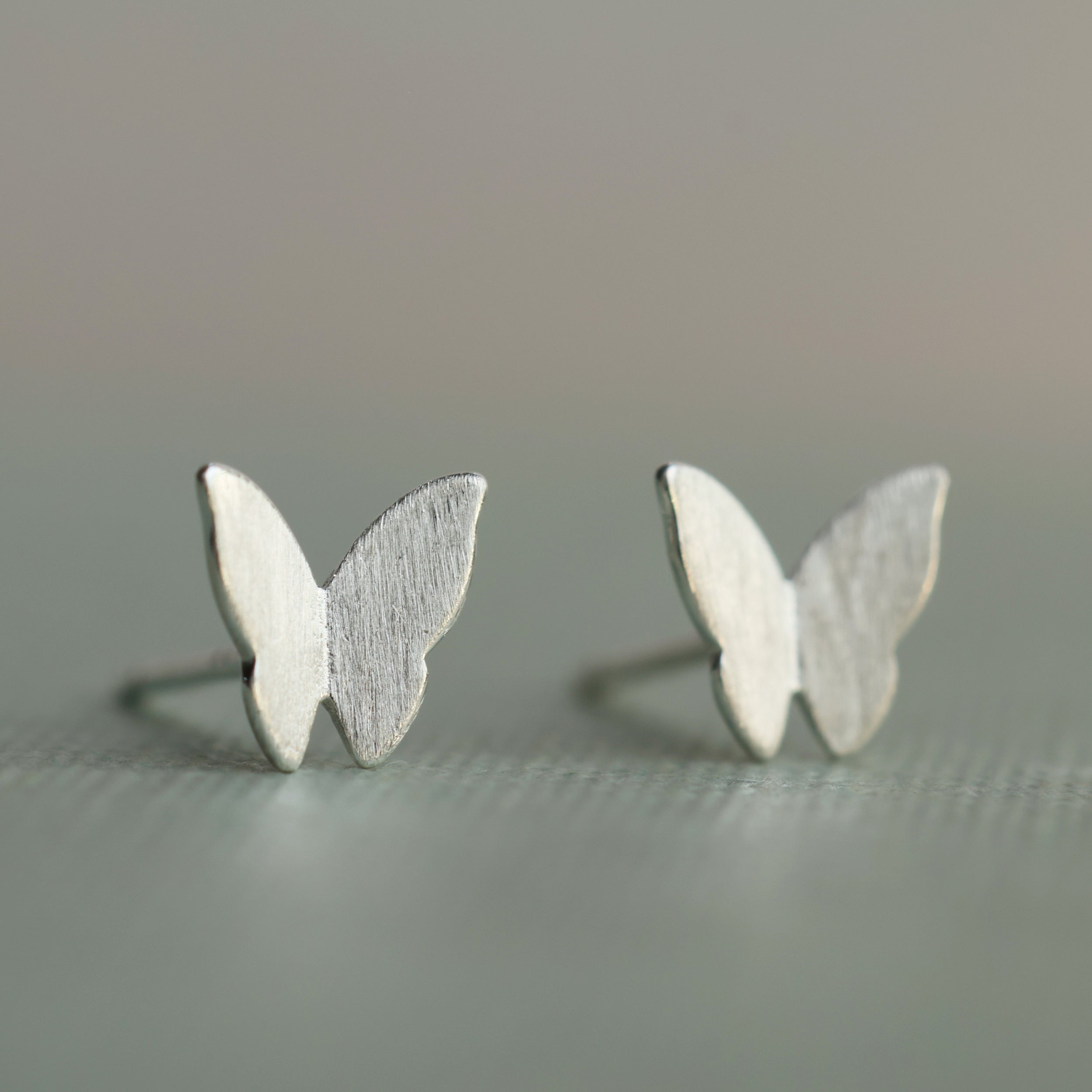 Sterling Silver Butterfly Silhouette Stud Earrings