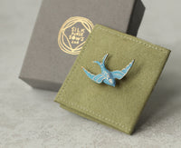 Blue Swallow Bird Brooch