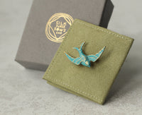 Verdigris Swallow Bird Brooch