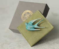 Blue Bird Swallow Brooch Pin