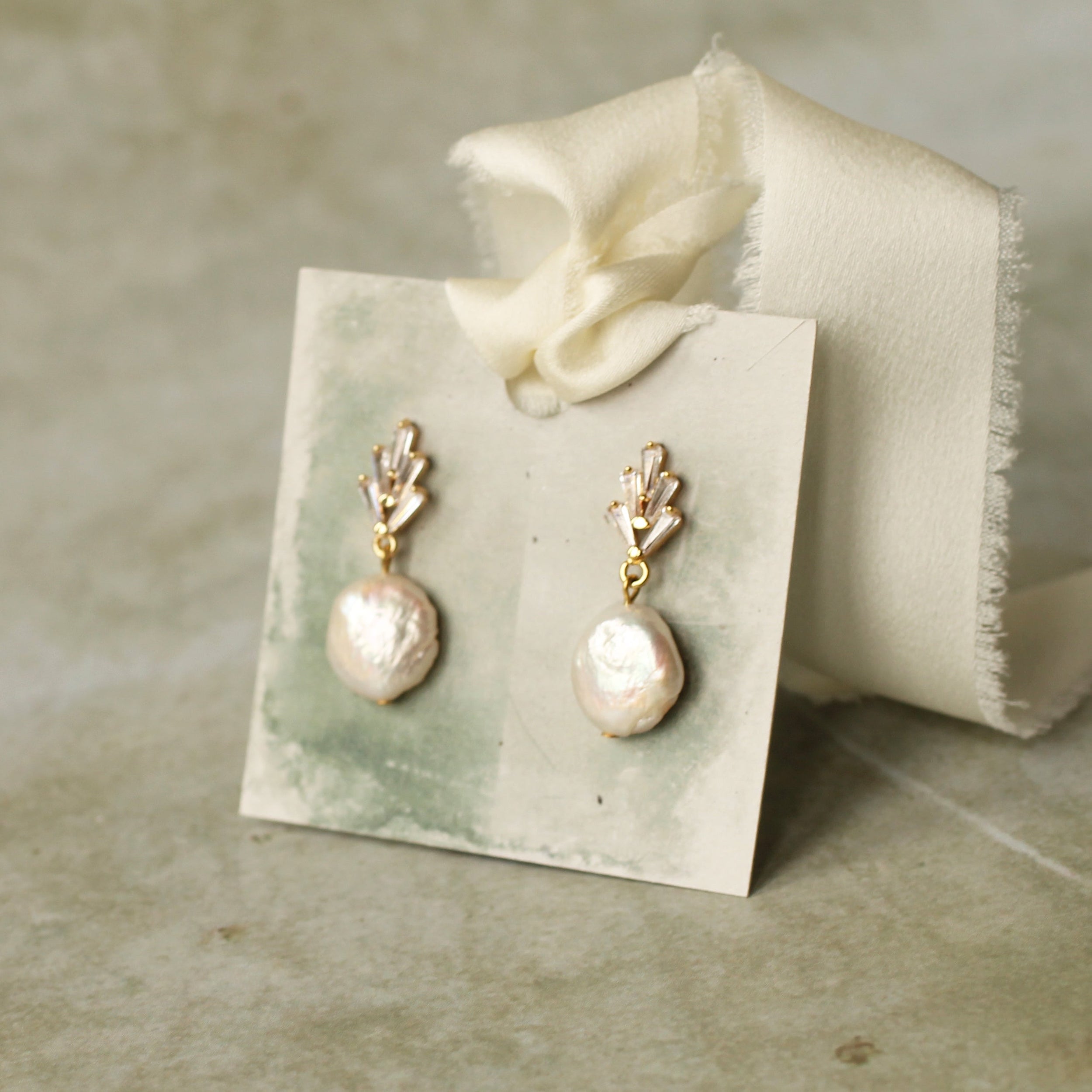 Crystal Chrysler Freshwater Pearl Drop Earrings