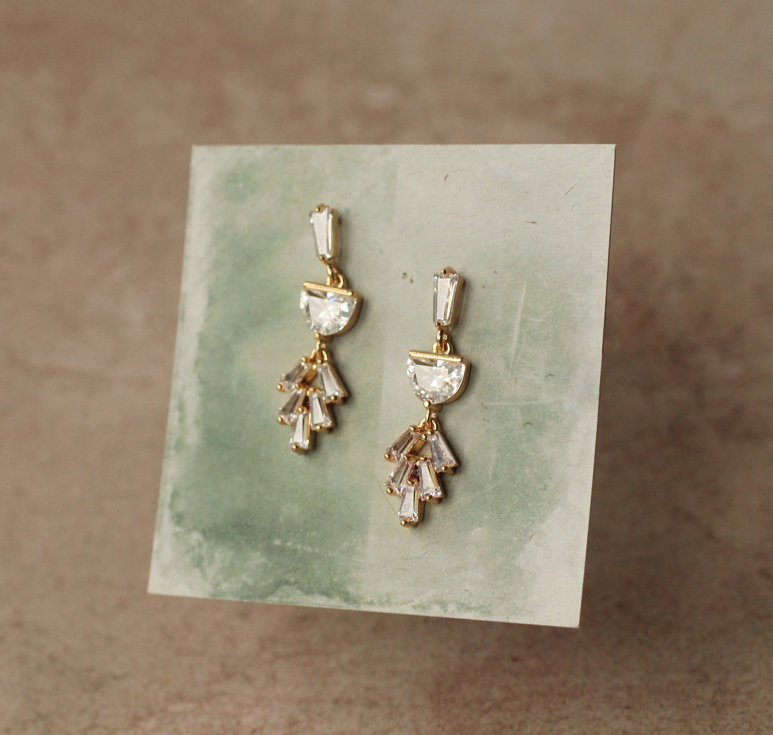 Art Deco Bridal Moon Drop Earrings