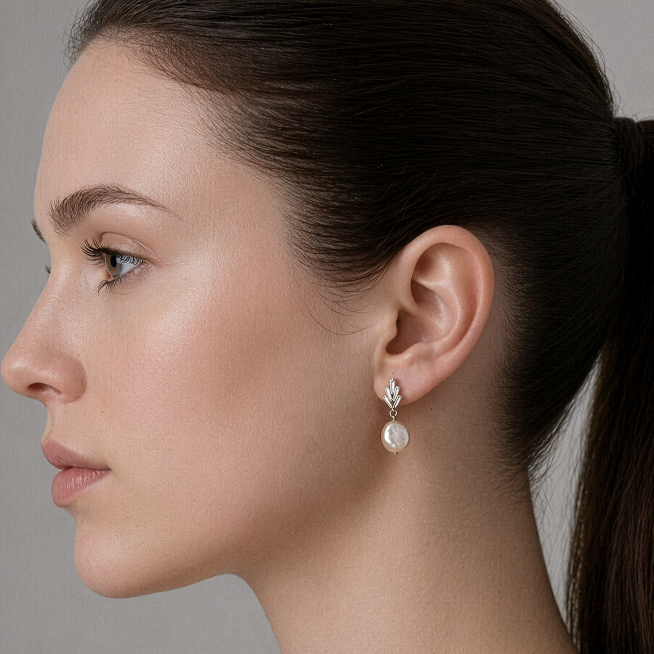 Art Deco Crystal Freshwater Pearl Earrings