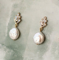Silver Art Deco Crystal Pearl Earrings