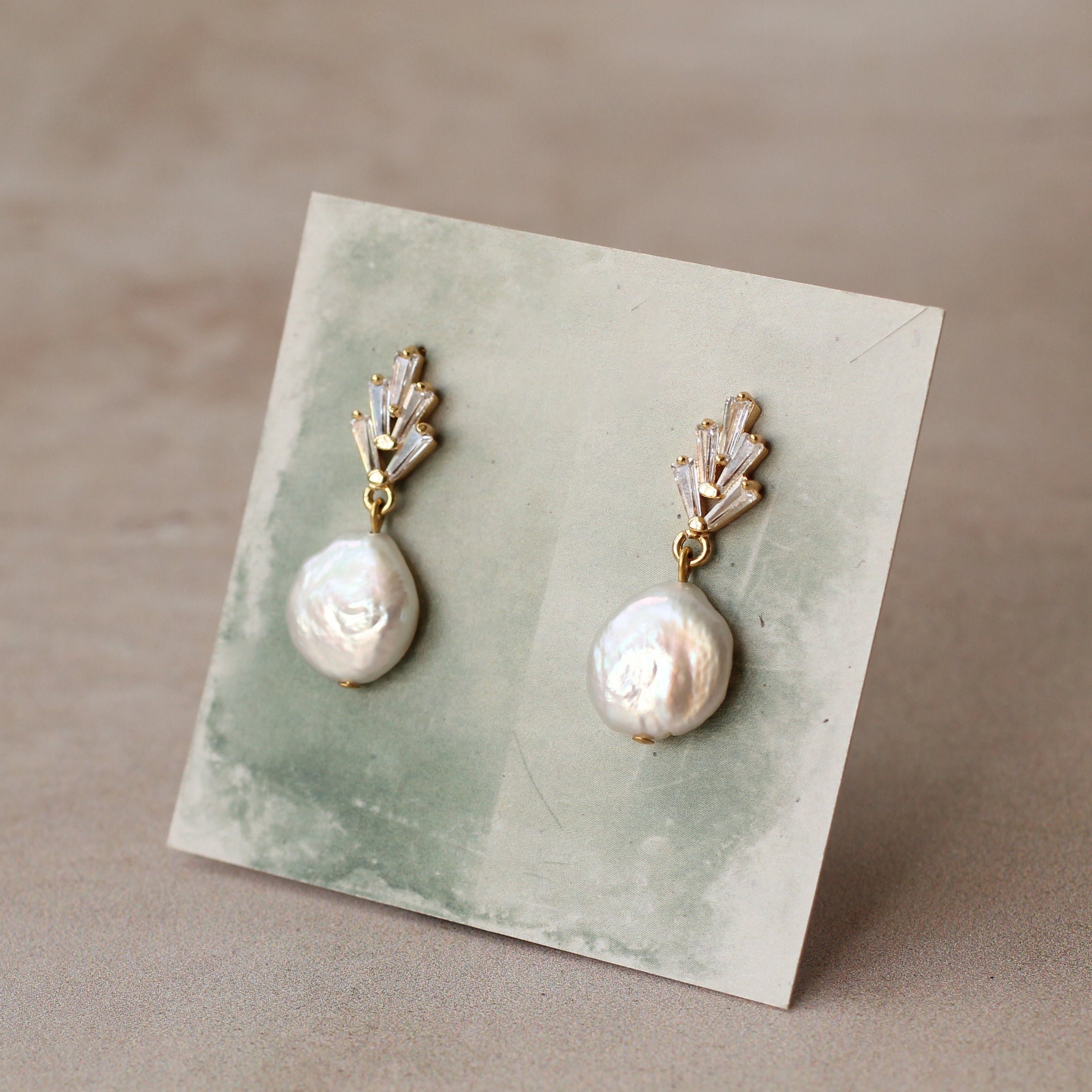 Silver Art Deco Pearl Earrings